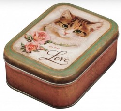 Cat and Roses Tin - With Love